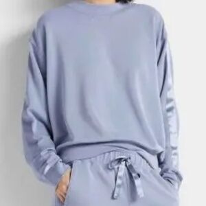 Club Monaco satin stripe hoodie - size M, baby blue